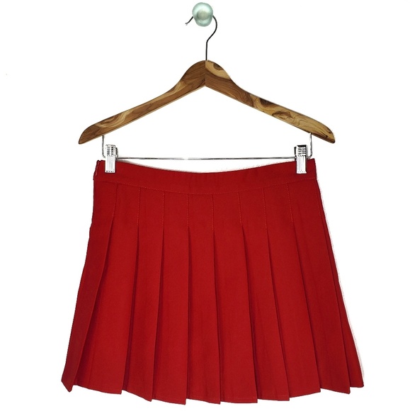 Dolls Kill Dresses & Skirts - High Waisted Red Knife Pleated Micro Skirt